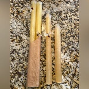 Set of 4 Beeswax Taper Candles with 3 Plastic Decorative Bees